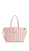 Mcm Medium Liz Reversible Visetos Leather Shopper In Soft Pink