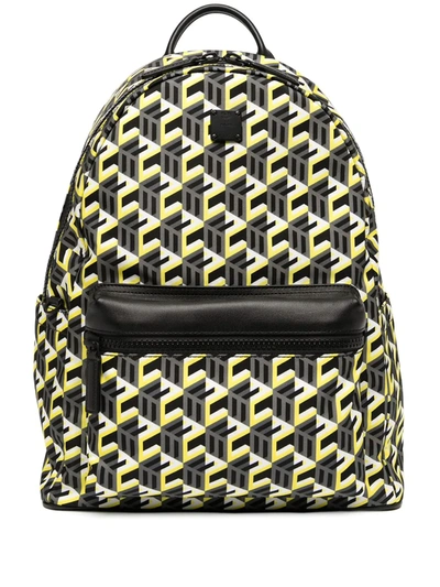 Mcm Cubic Monogram Print Backpack In Yellow