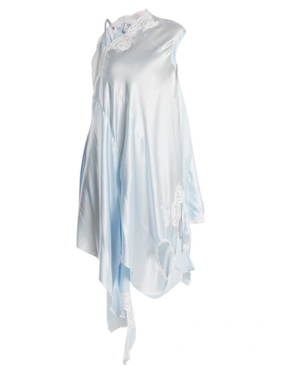 Vetements Deconstructed Silk-satin Slip Dress In Silver