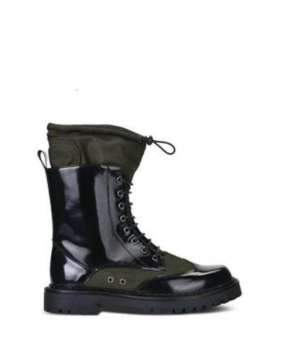 Moschino Military Lace-up Boots In Black