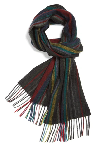 Paul Smith Ombre Herringbone Wool Scarf In Black