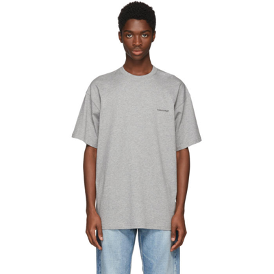 Balenciaga Logo-print Cotton-jersey T-shirt In Heather Grey