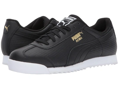 Puma - Roma Classic Perf ( Black/ Black/ White/ Team Gold) Men's Shoes |  ModeSens