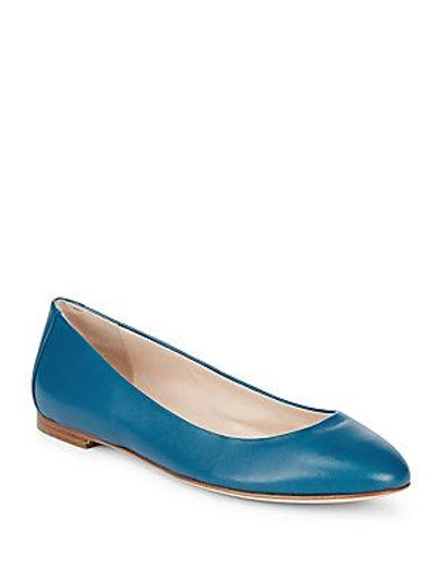 Sergio Rossi Leather Ballet Flats In Blue
