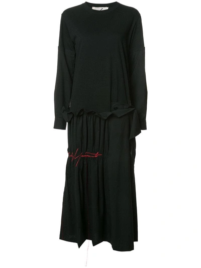 Yohji Yamamoto Gathered Detail Dress In Black