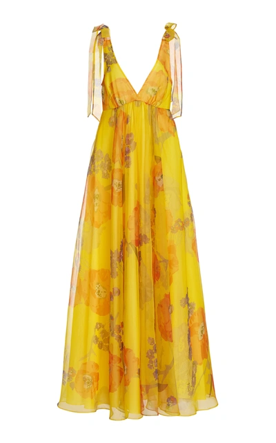staud dandelion floral organza maxi dress STAUD Dandelion Floral Printed Organza Maxi Dress by Staud