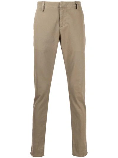 Dondup Mid-rise Straight Trousers In Beige