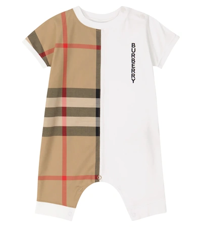 Burberry White Lennox Check-print Cotton Baby Grow 1-9 Months 9 Months