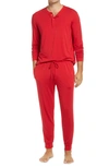 Eberjey Henry 2-piece Henley Pajama Set In Haute Red