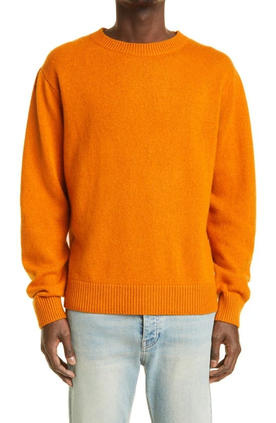 The Elder Statesman Cashmere Crewneck Sweater In Orange