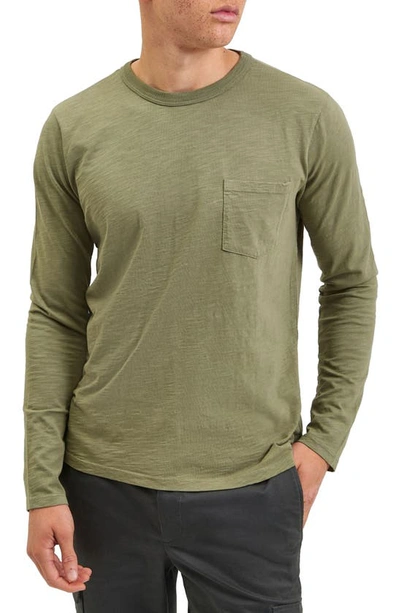 Ben Sherman Beatnik Garment Dyed Long Sleeve T-shirt In Olive Green