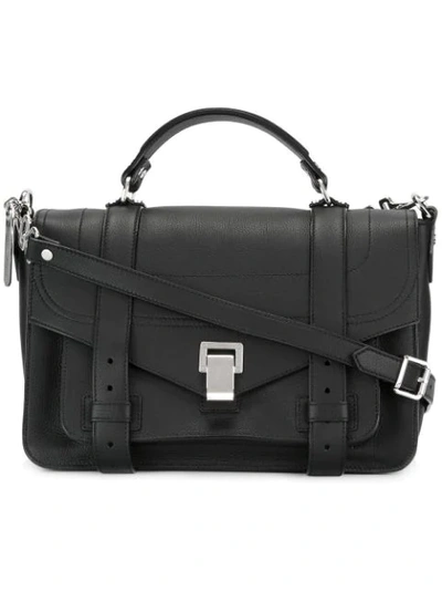 Proenza Schouler Ps1+ Medium Leather Satchel Bag, Black