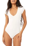 Free People Intimately Fp Ready Or Not Rib Thong Bodysuit In White