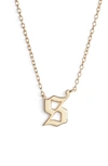 Argento Vivo Sterling Silver Argento Vivo Gothic Initial Pendant Necklace In Gold