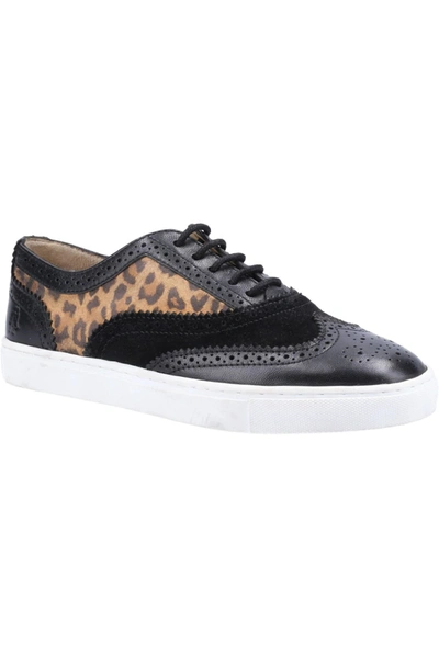 Hush Puppies Womens/ladies Tammy Leopard Print Leather Brogues (black/brown)
