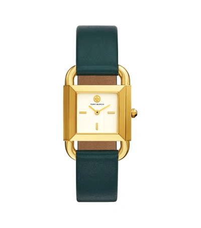 Tory Burch Phipps Watch, Green Leather/gold-tone, 29 X 41 Mm In Valley Forge Green/gold/ivory