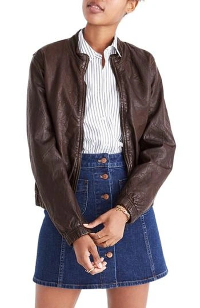 Madewell Leather Bomber Jacket In Dark Coffee ModeSens