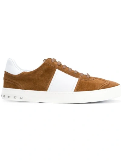 Valentino Garavani Fly Crew Suede And Leather Sneakers In Brown