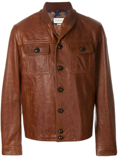 Gucci Shawl Collar Jacket In Brown