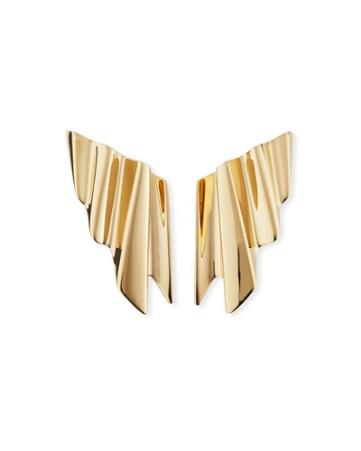 Saint Laurent Ruffle Clip-on Earrings In Gold