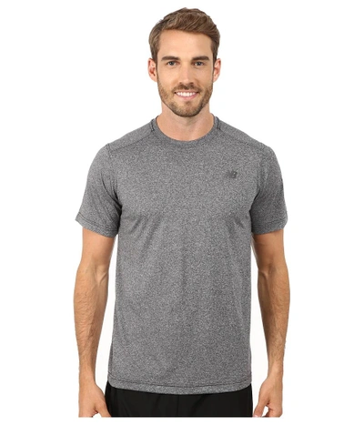 New Balance - Short Sleeve Heather Tech Tee (black Heather) Men's T Shirt |  ModeSens