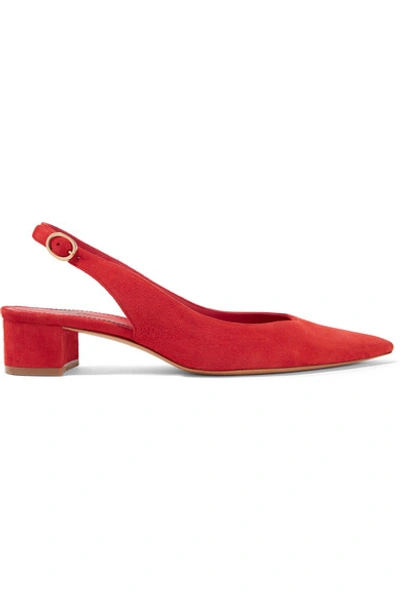 Mansur Gavriel Smooth Suede Slingback Pump In Red