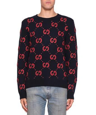 Gucci Animalium Wool Sweater In Blu | ModeSens