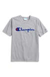 Champion Heritage Script Logo T-shirt In Oxford Grey