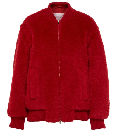 Max Mara Felice Alpaca, Virgin Wool And Silk-blend Bomber Jacket In Rosso