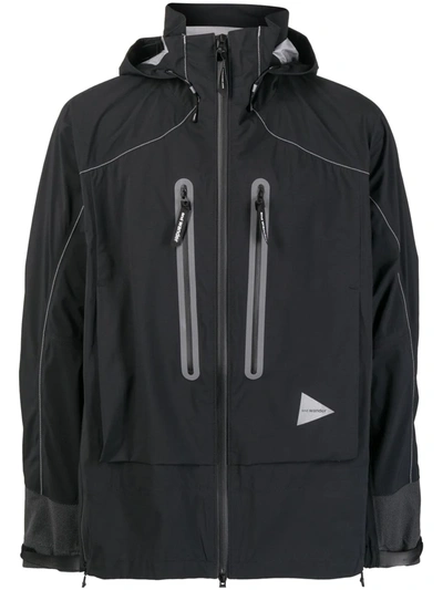 And Wander Pertex Shield Technical-shell Hooded Rain Jacket In Black