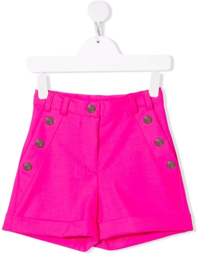 Balmain Kids' Fuschia Pink Virgin Wool Tailored Shorts In Fucsia