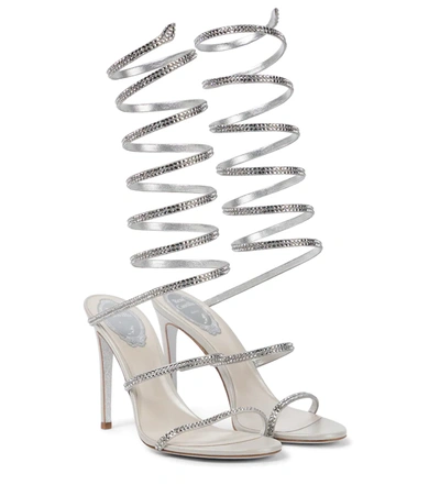 René Caovilla Women's Supercleo Embellished Wrap Sandals In Grey Satin