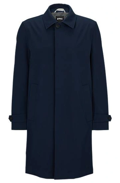 Hugo Boss Water-repellent Coat In Recycled Fabric In Dark Blue