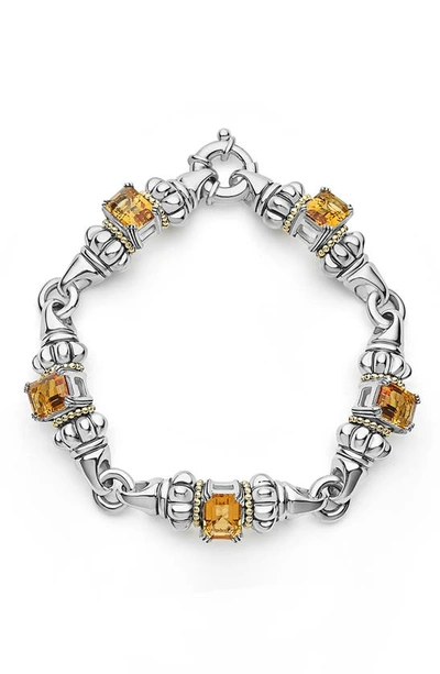Lagos 18k Yellow Gold & Sterling Silver Glacier Citrine Link Bracelet In Silver/yellow