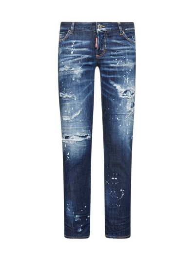 Dsquared2 Blue Cropped Distressed Denim Jeans