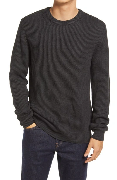 French Connection Ribbed Crewneck Sweater In Iron Grey