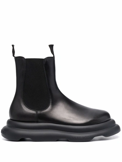 A.w.a.k.e. Casual Ariana Leather Chelseas Boots In Black Leather