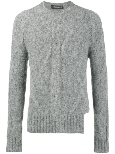 Neil Barrett Asymmetric-hem Alpaca-blend Sweater In Grey