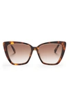 Diff Becky Iv 57mm Polarized Cat Eye Sunglasses In Amber Tortoise/ Brown Gradient