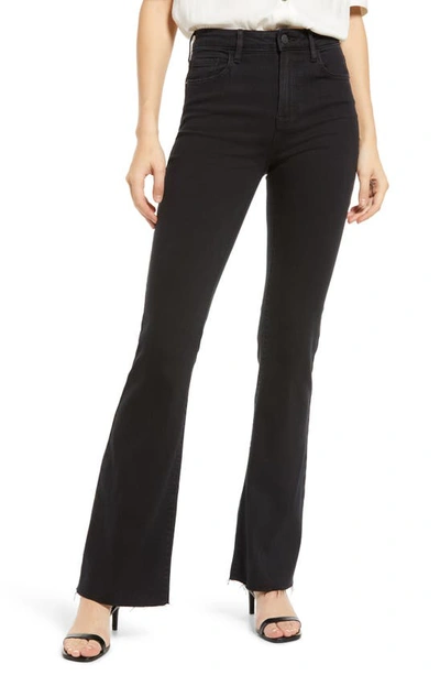 Hidden Jeans High Waist Raw Hem Flare Jeans In Black