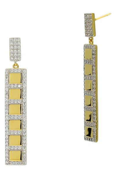 Freida Rothman Radiance Illuminating Rectangular Earrings In Gold/silver