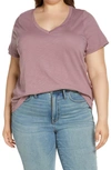 Madewell Whisper Cotton V-neck T-shirt In Faded Fig