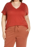 Madewell Whisper Cotton V-neck T-shirt In Dark Cinnabar