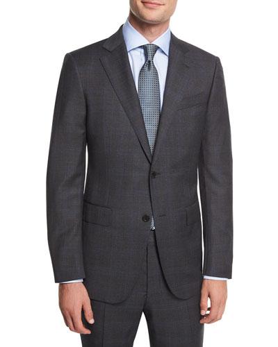 Ermenegildo Zegna Wool Plaid Two-piece Suit, Charcoal | ModeSens