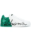 Dolce & Gabbana Portofino Sneakers In Leather And Patent In White/green