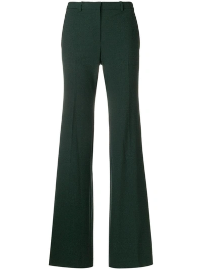 Theory Demitria Flared Green Stretch-wool Pants
