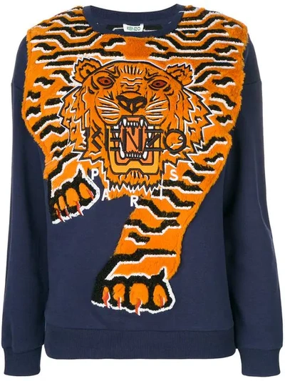 Kenzo Embroidered Cotton Sweatshirt In Midnight Blue