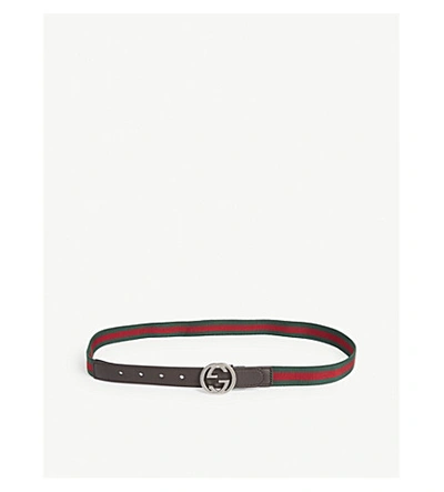 Gucci Kids Gg Web Stripe Elastic Belt In Green/red/green