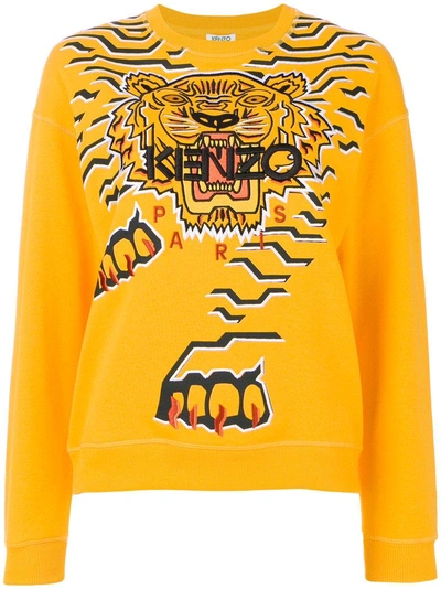 Kenzo Embroidered Tiger Sweatshirt In Yellow