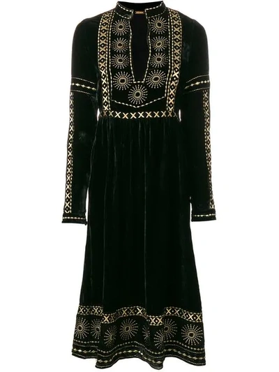 Dodo Bar Or Sara Embroidered Velvet Dress In Black
